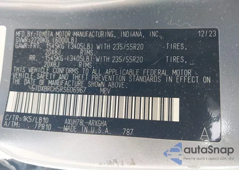 2024 Toyota Highlander Hybrid Limited from USA, damaged, VIN 5TDXBRCH5RS606967